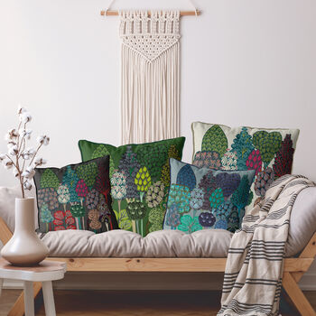 Serene Forest Blues, Mid Century Style Cushion, 7 of 9