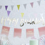 Designer Gold Foiled Happy Birthday Bunting Backdrop, thumbnail 1 of 2