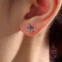 Enamel Robin Bird Stud Earrings In Sterling Silver, thumbnail 5 of 12