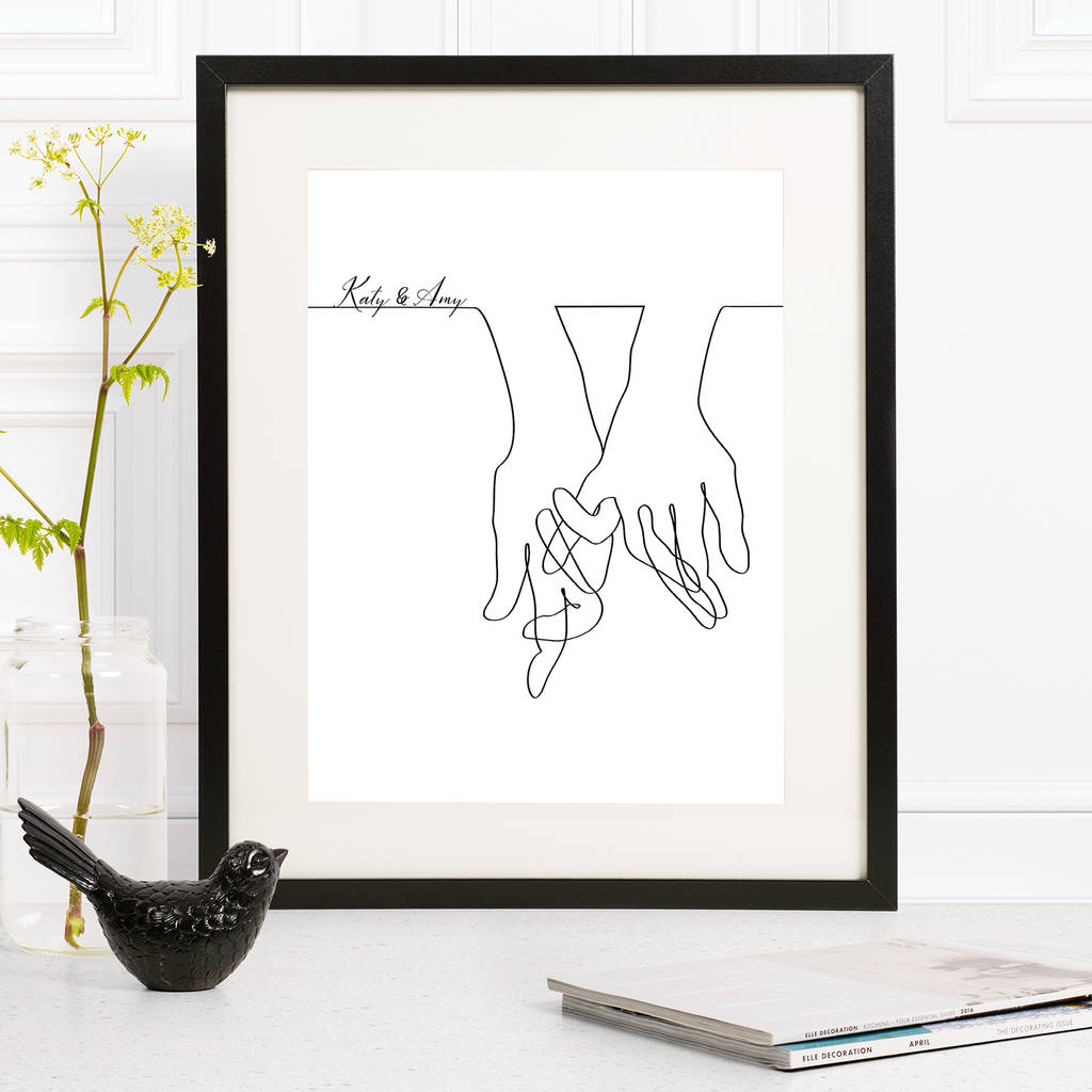 Mrs And Mrs Hands Together Wedding Print, 1 of 7