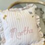Hand Embroidered Personalised Lilac Nursery Pillow, thumbnail 2 of 7