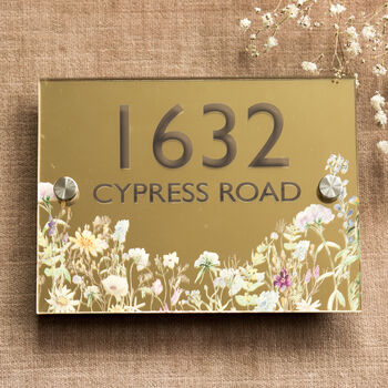 Personalised Mirrored Wild Flowers House Number Plaque, 2 of 7