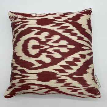 Ikat Silk Cushion Red Abstract, 5 of 9