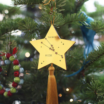 Gold Star Sign Astrology Christmas Tree Bauble, 8 of 9