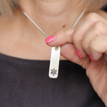 Silver Medical Alert Allergy Necklace Pendant, 4 of 10