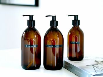 Refillable Amber Glass Bottle With Personalised Label, 2 of 11