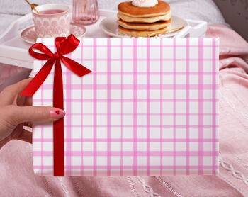 Three Sheets Of Pink Checkered Wrapping Paper, 2 of 2