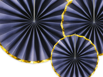 Navy Blue Party Fan Decoration Set X Three, 2 of 4