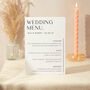 Wedding Menu Table Sign A4 Sturdy Foamex Minimal Layout, thumbnail 1 of 5