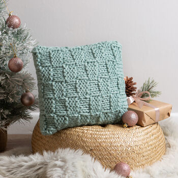 Basketweave Stitch Cushion Easy Knitting Kit, 3 of 6