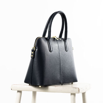 Black Structured Classic Ladies Leather Handbag, 2 of 10