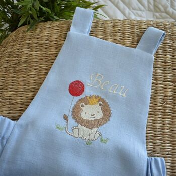 First Birthday Embroidered Lion Romper Outfit, 6 of 6