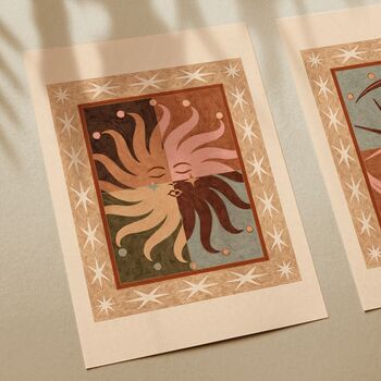 ‘Celestial Sun’, Bohemian Tarot Soleil Art Print, Solar Zodiac Poster, 2 of 3