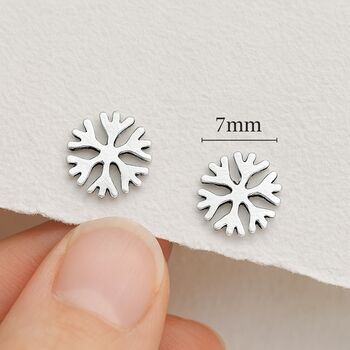 Sterling Silver Snowflake Stud Earrings, 7 of 8