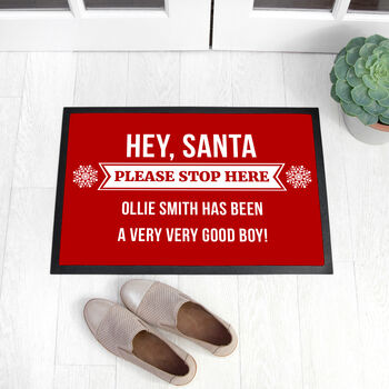 Personalised Hey Santa Christmas Indoor Doormat, 3 of 4