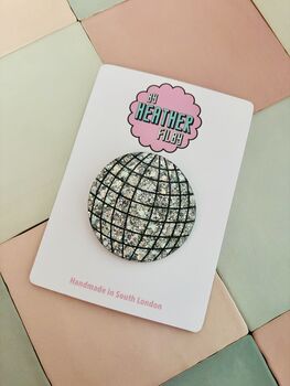 Large Disco Ball Glitter Resin Hair Clip / Retro Party Barrette / Oversized Silver Mirror Resin Slide / New Year's Eve Styling Accessory, 5 of 7