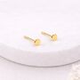 Gold Plated Sterling Silver Disc Micro Stud Earrings – 3mm, thumbnail 2 of 10