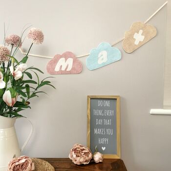 Cloud Shaped Garland In Pastel Pink, Blue And Beige, 3 of 12