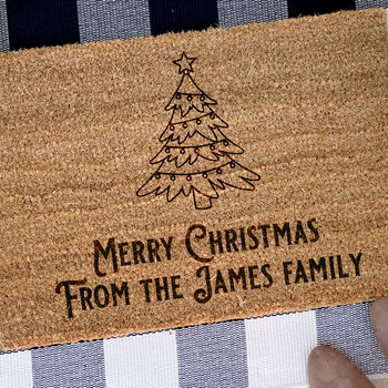 Personalised Christmas Tree Doormat Present For Family Home, 2 of 2