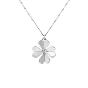 Diamond Four Leaf Clover Necklace – Silver/Gold Vermeil, 5 of 8