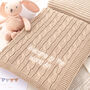 Personalised Unisex White Luxury Baby Cable Blanket, thumbnail 9 of 12