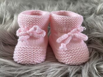 Pink Knitted Baby Booties, 6 of 8