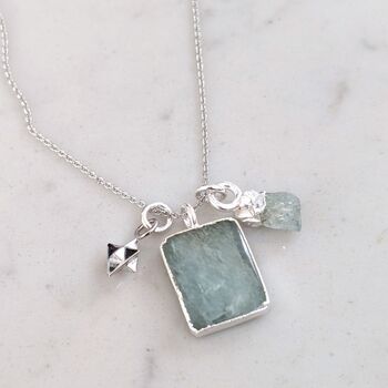 'The Trio' Aquamarine Sterling Silver Necklace, 2 of 8