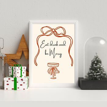 A4 Christmas Art Print, Eat Drink And Be Merry, 2 of 6