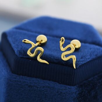 Snake Screw Back Earrings In Sterling Silver, 5 of 10