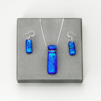 Sapphire Blue Fused Glass Jewellery Set, 10 of 10