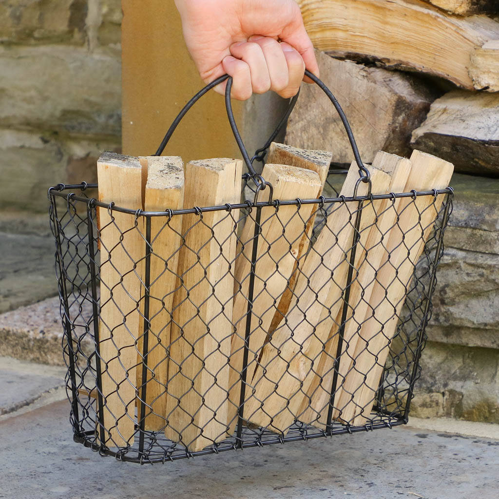 Handwoven Wire Kindling Basket By Dibor