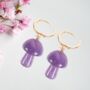 Gifts For Her Mushroom Earrings Amethyst Crystal Jewellery, thumbnail 5 of 5