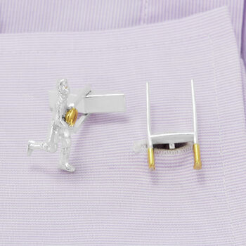 Rugby Cufflinks In Silver And 18ct Gold, 3 of 3