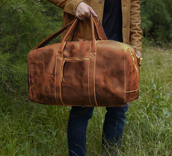 Genuine Leather Holdall Duffel Weekender, 2 of 12