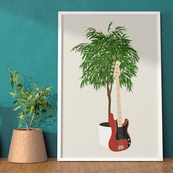 Bass Guitar Houseplant Print | Guitarist Music Poster, 9 of 10