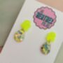 Splat Drop Glitter Resin Statement Earrings / Artist Statement Jewellery Pop Art Inspired Gift / Retro Nickelodeon Vibes / Abstract Drop Jewellery Bold Colourful Statement / Art Teacher Gift Creative Sparkle Accessory, thumbnail 5 of 10