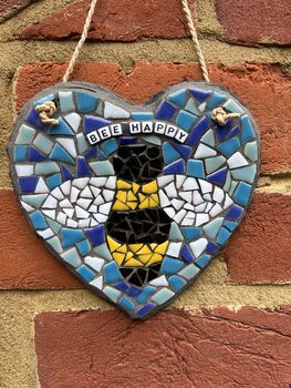 Bee Happy Slate Heart Mosaic Craft Kit, 6 of 6