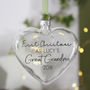 Grandparent First Christmas Glass Heart Bauble, thumbnail 1 of 5