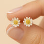 Sterling Silver Golden Daisy Stud Earrings, thumbnail 1 of 8