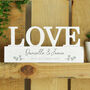 Personalised Botanical Wooden Love Block Sign Ornament, thumbnail 3 of 4