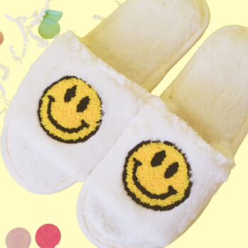 Happy Face Slippers White, 2 of 7