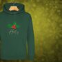 Glittery Holly Personalised Christmas Jumper Hoodie For Girls And Boys, thumbnail 1 of 9