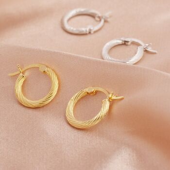 Mini Chunky Braided Hoop Earrings In Sterling Silver, 5 of 10