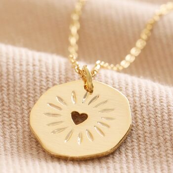 Heart Disc Pendant Necklace In Gold Plating, 3 of 7