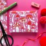 Pink And Red Mushroom Gift Wrap, thumbnail 1 of 3