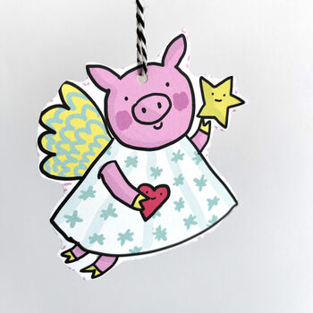 Pigs Might Fly Christmas Tree Decoration Card, 2 of 3