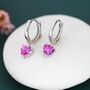Sterling Silver Ruby Pink Heart Cz Huggie Hoop, thumbnail 1 of 9