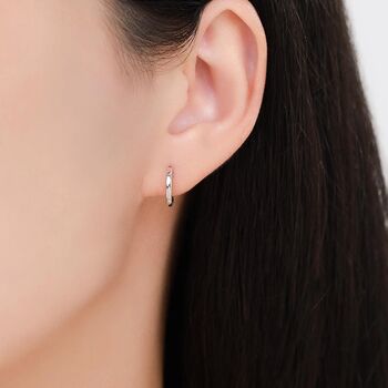 Minimalist Huggie Hoop Earrings In Sterling Silver, 2 of 12
