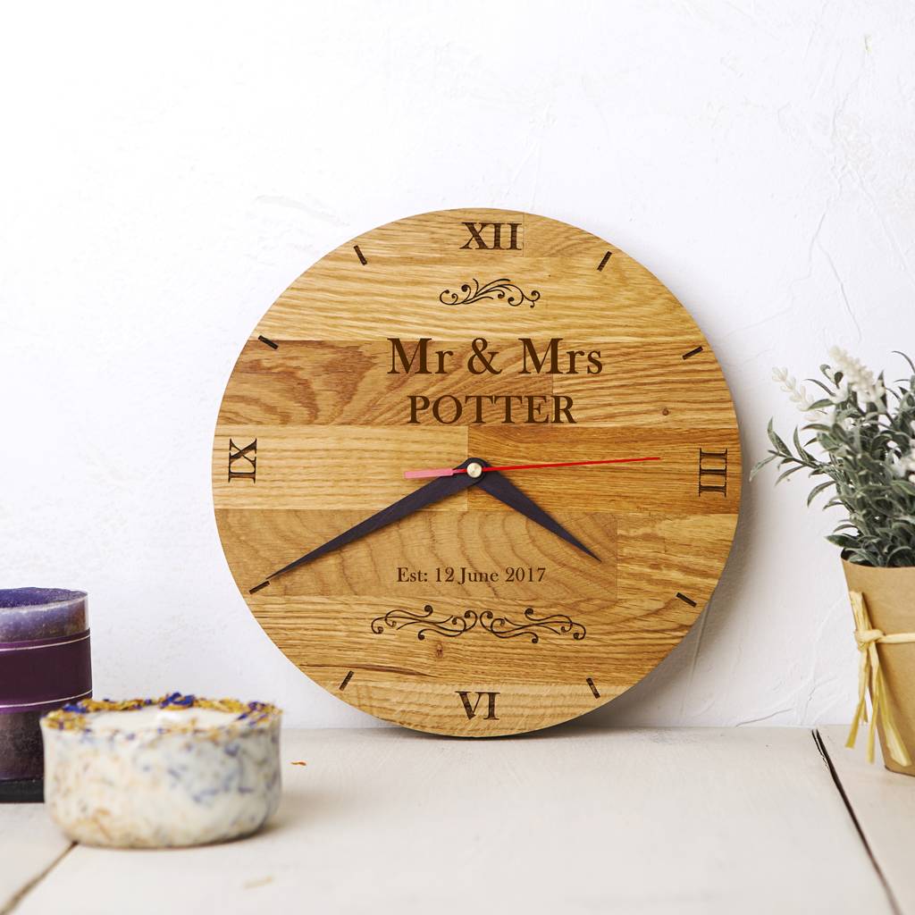 personalised handcrafted wooden clock by natural gift ...