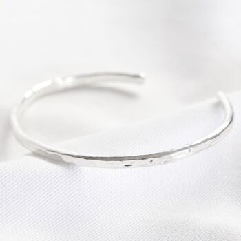 Personalised Hammered Organic Shape Sterling Bangle, 4 of 5